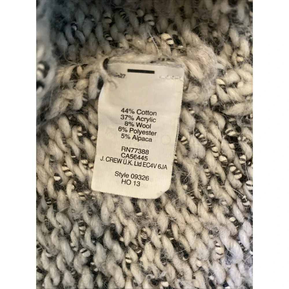 J. Crew Chunky Knit Ivory Gray Crew Neck Sweater Size S Cotton Wool Alpaca Women